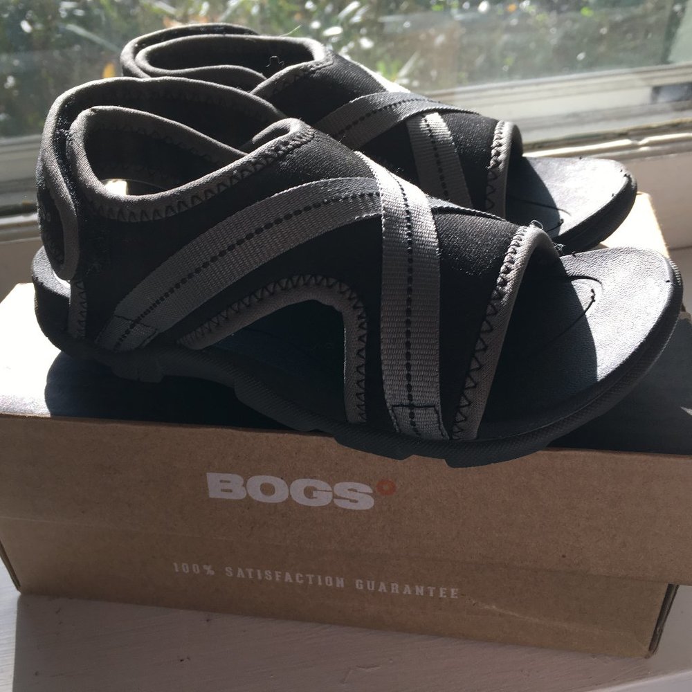 Boys Bogs- Black and Grey Sandals Sz 12